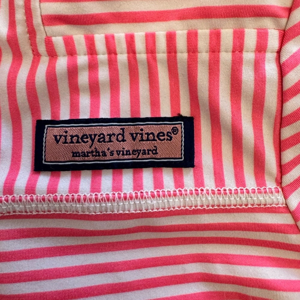 Vineyard Vines Pink and White Striped Zippered Shirt